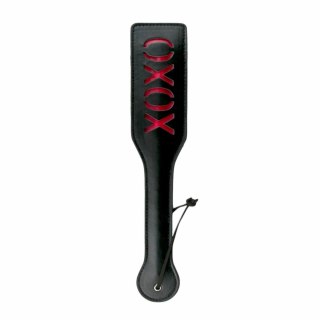 Ouch! Skorzana packa XOXO z czerwonym napisem - czarna, 32 cm