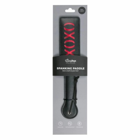 Ouch! Skorzana packa XOXO z czerwonym napisem - czarna, 32 cm