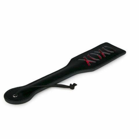 Ouch! Skorzana packa XOXO z czerwonym napisem - czarna, 32 cm