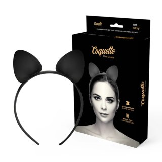 Coquette Chic Desire Opaska z Kocimi Uszami ze Skory Wegańskiej Czarna