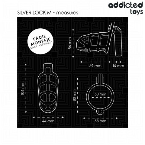Addicted Toys Silver Lock Metal System Blokujący Rozmiar M