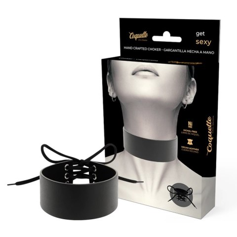 Coquette Chic Desire Choker z wegańskiej skory, regulowany, czarny