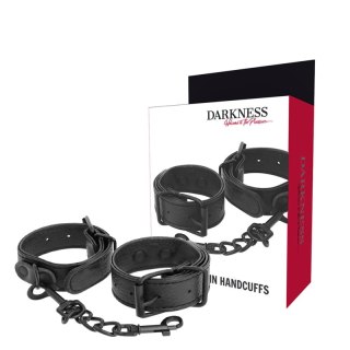 Darkness - Regulowane kajdanki szerokie, czarne, miękkie wnętrze