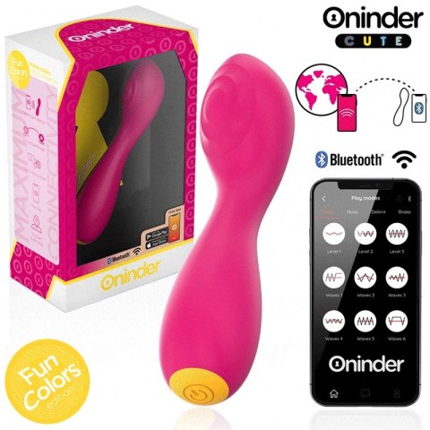 Oninder Cute Master - Wibrująca maszyna intymna G z aplikacją, rożowo-żołta 12,5 cm