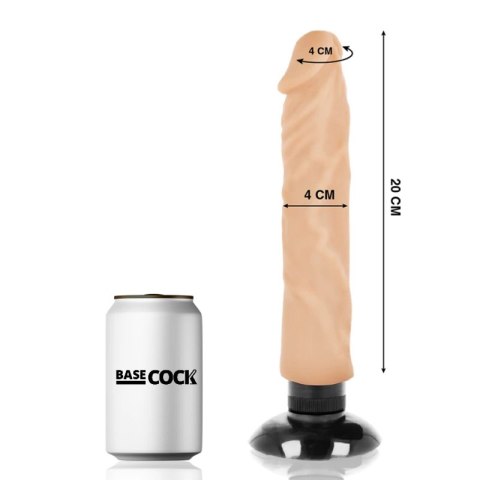 BASECOCK Wibrator 2w1 Flesh 20 cm × 4 cm, elastyczny TPE, przyssawka