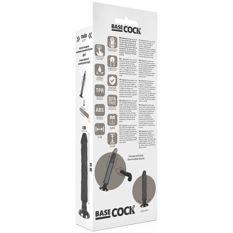 BASECOCK Wibrator Czarny 2w1 Anatomiczny 20 cm TPE z Przyssawką