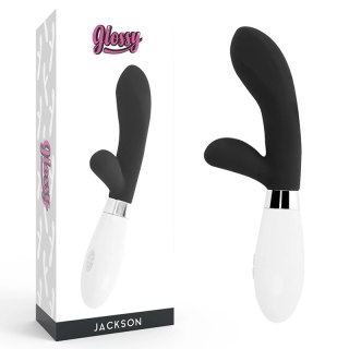 Glossy Jackson Czarny - silikonowy masażer krolik, 10 trybow, 12 cm