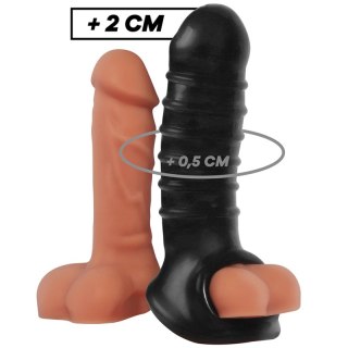 VirilXL V15 Czarny - Nakładka Powiększająca, Teksturowana, TPE, 13,5 cm