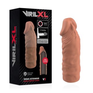 VirilXL V5 - nakładka silikonowa, brązowa, do wydłużania i pogrubiania