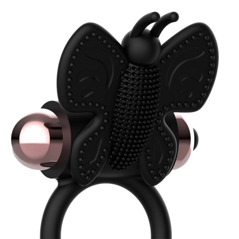 Coquette Chic Desire Pierścień Motyl z Wibratorem Czarny/Złoty 82x41mm