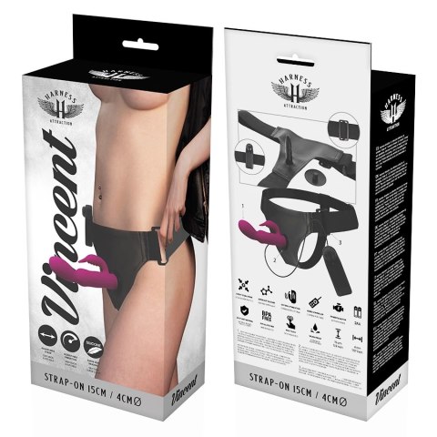 Harness Attraction Vincent - Pas z systemem paskow i masażer 15x4 cm