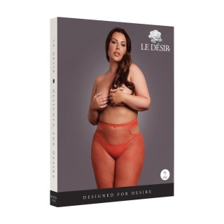Leg Avenue Shimmering Cut-Out Tights Plus Size czerwone ze złotym brokatem