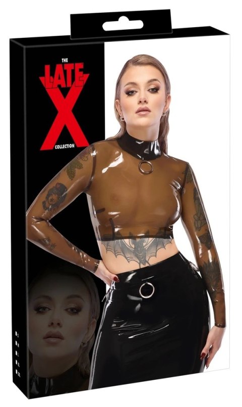 LateX Koszulka Lateksowa Czarna z Długim Rękawem i Pierścieniem L