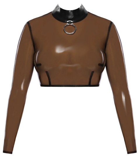 LateX Koszulka Lateksowa Czarna z Długim Rękawem i Pierścieniem L