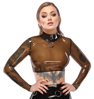 LateX Koszulka damska lateksowa długi rękaw czarna S z zamkiem