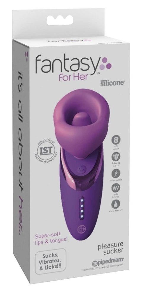 Fantasy For Her Pleasure Sucker Purple - Model z przyssawką i językiem, silikon