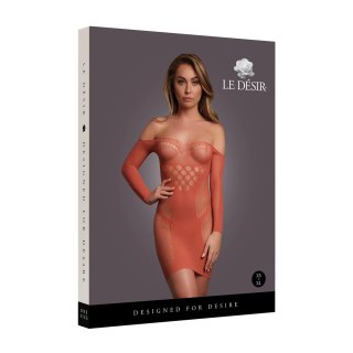 Le Desir sukienka mini z długim rękawem i siateczką S-XL czarna