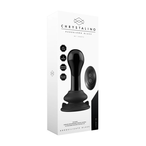 Shots Christalino Glass Vibrator 10 Trybow Czarny z Przyssawką