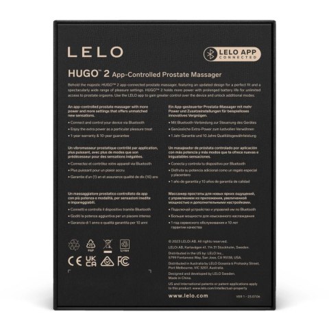LELO Hugo 2 Black - masażer anatomiczny z aplikacją, 16 trybow