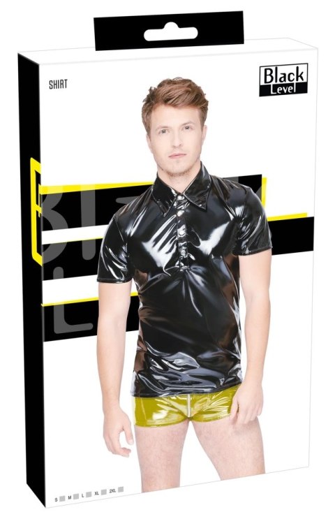 Black Level Polo Męskie Czarne z Połyskiem Rozmiar M Dopasowane
