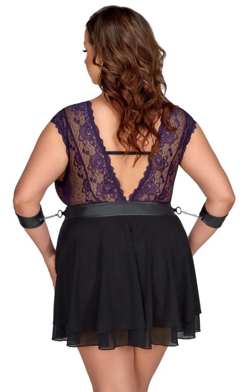 Cottelli Bondage Plus Babydoll XL z fioletową koronką i akcesoriami