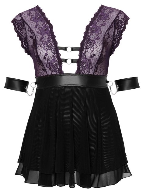Cottelli Bondage Plus Babydoll XL z fioletową koronką i akcesoriami