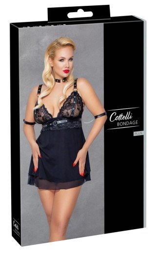 Cottelli Bondage sukienka z koronką, obroża i mankiety 3XL