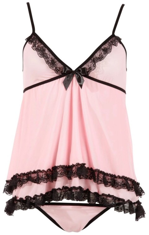 Cottelli Collection Koszulka Nocna Plus Size Rożowa z Koronką 2XL