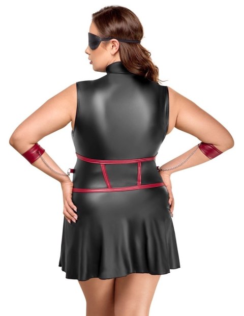 Cottelli Bondage Plus Sukienka Czarna Matowa z Czerwonymi Wstawkami XL
