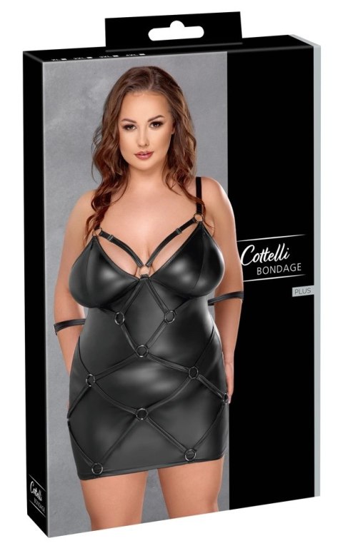Cottelli Bondage Plus Sukienka Czarna Matowa z Mankietami XL
