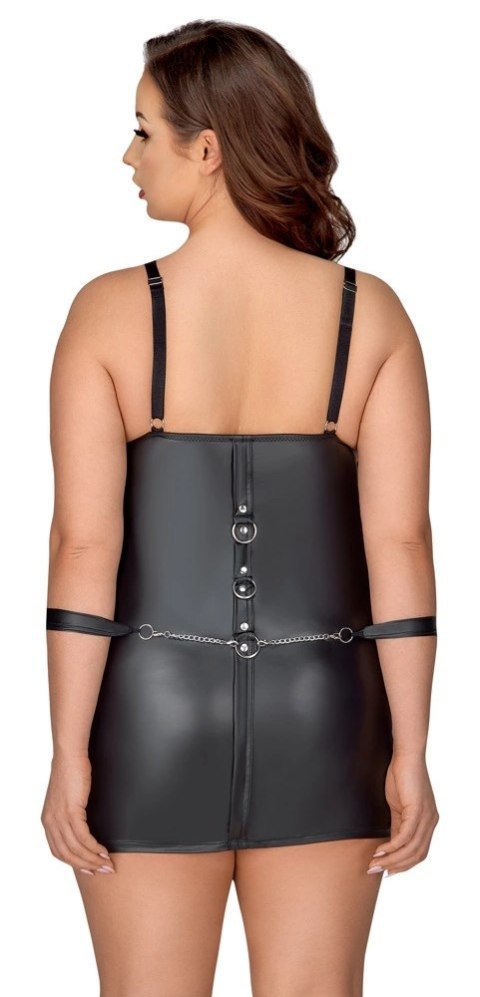 Cottelli Bondage Plus Sukienka Czarna Matowa z Mankietami XL