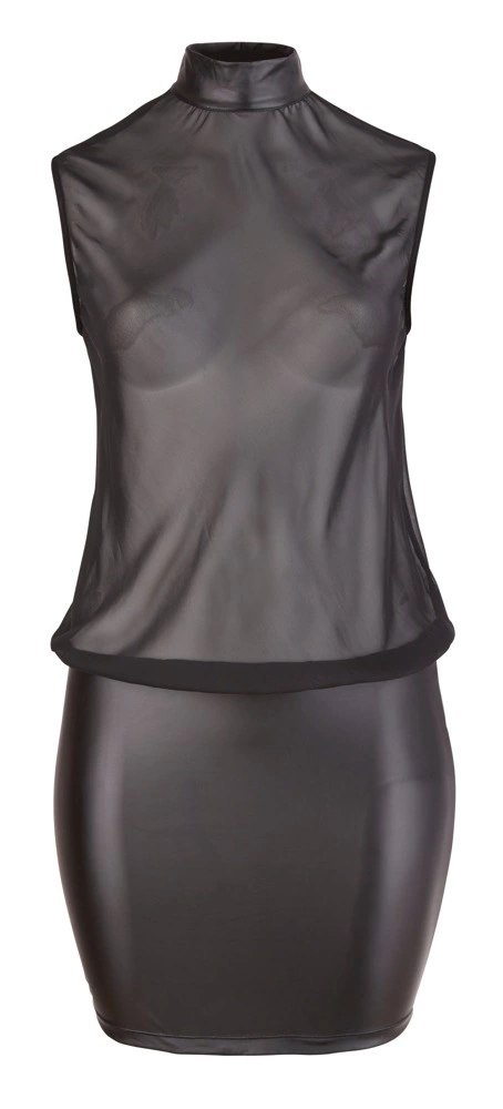 Cottelli Collection Curves sukienka mini z siateczką czarna XL