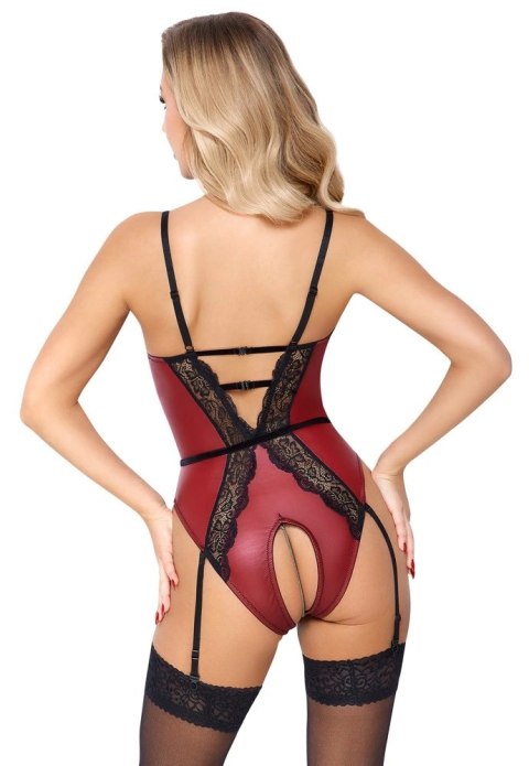 Abierta Fina Body Czerwone z Czarną Koronką, Łańcuszki, S
