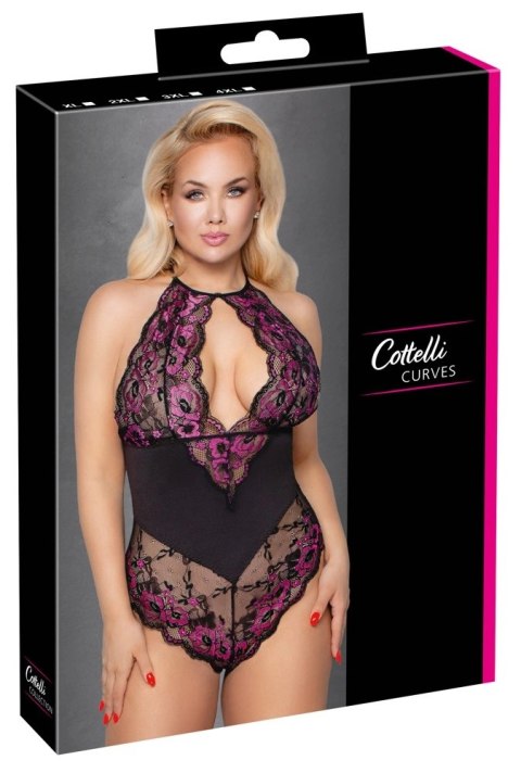 Cottelli Curves Body 4XL Dwukolorowe Koronkowe Kwiaty Zapięcie Szyi