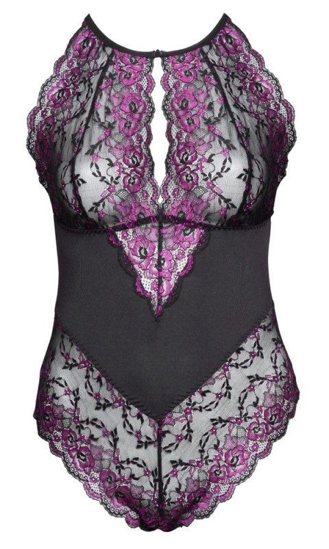 Cottelli Curves Body 4XL Dwukolorowe Koronkowe Kwiaty Zapięcie Szyi