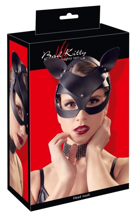 Bad Kitty maska z uszami i ćwiekami, regulowana imitacja skory