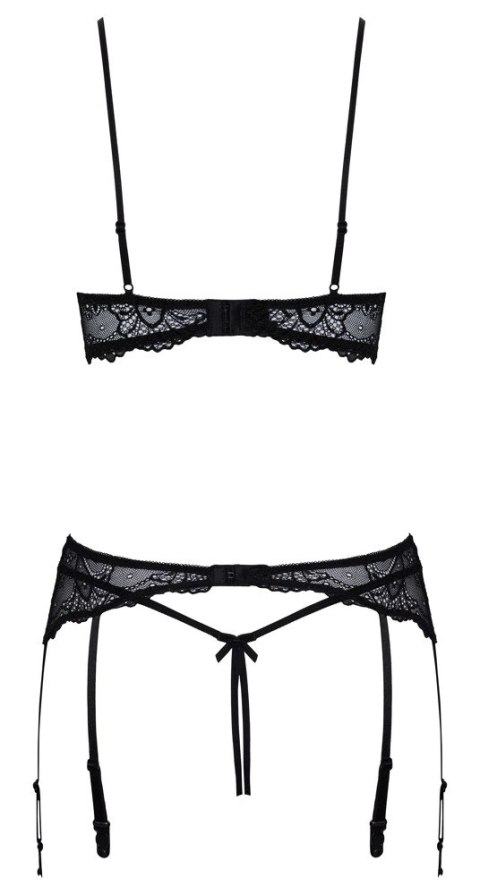 Cottelli Lingerie zestaw koronkowy 3-częściowy czarny 75B/S brokat