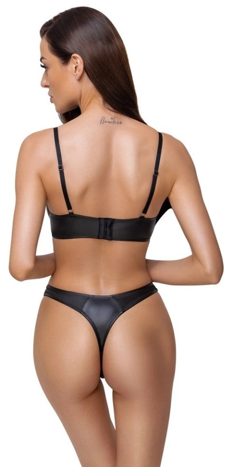 Cottelli LINGERIE Set 2-częściowy czarny matowy ozdobne paski 75B/S