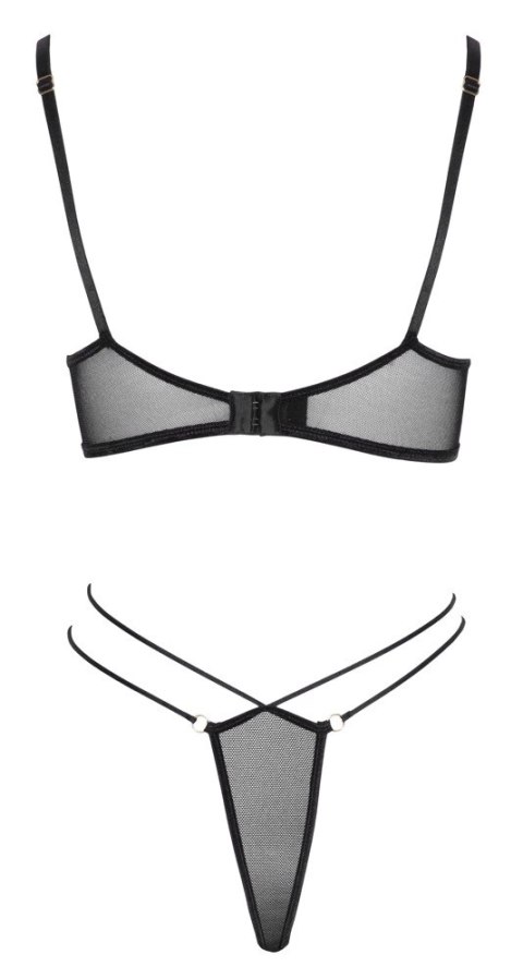 Cottelli LINGERIE komplet siateczkowy biustonosz i stringi L czarny