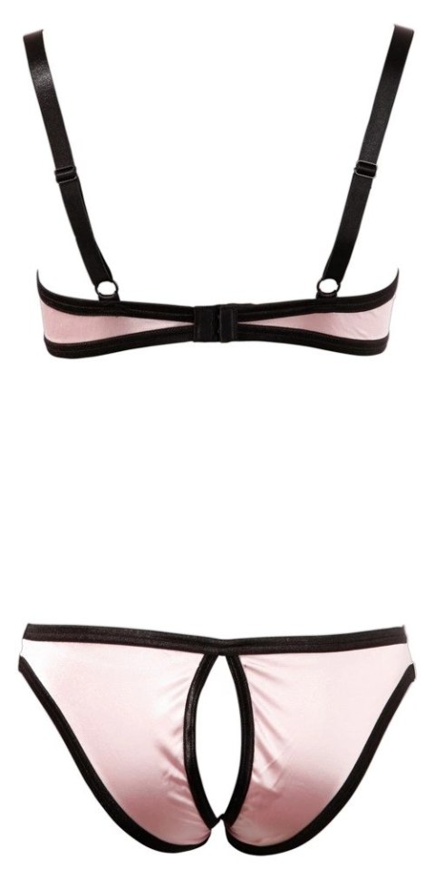 Cottelli Lingerie Satynowy Komplet Rożowy 75B/S Bez Miseczek i Krocza