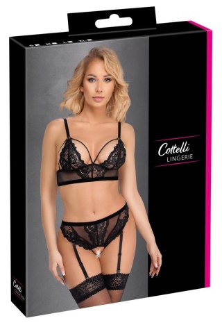 Cottelli Lingerie komplet XL koronkowy biustonosz z pasem czarny