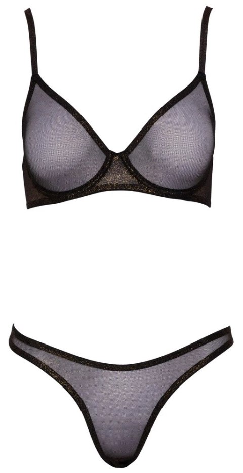 Cottelli Lingerie komplet siateczkowy z brokatem czarny 80B/M