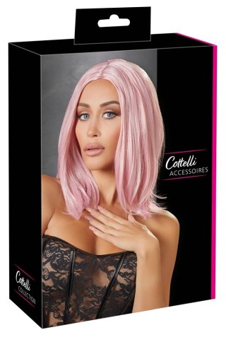 Cottelli Accessories Peruka Bob Rożowa Regulowana 30cm Syntetyczna