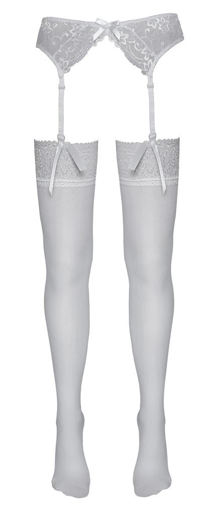 Cottelli Legwear Białe Pończochy z Szeroką Koronką 20 DEN 4