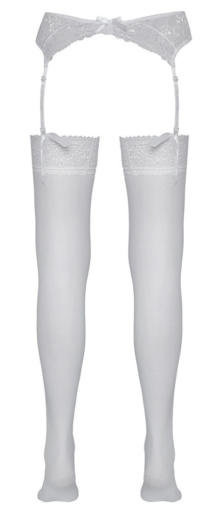 Cottelli Legwear Pończochy białe z koronką 20 den Oeko-Tex