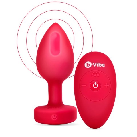 B-Vibe Heart Plug M/L Red - silikonowy model intymny z pilotem