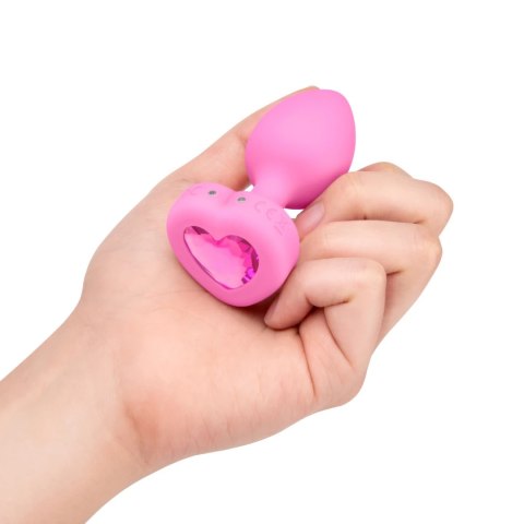 B-Vibe Heart Plug S/M Pink - silikonowy model z pilotem 15 trybow