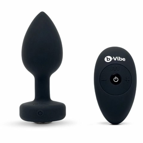 B-Vibe Vibrating Jewel Plug M/L Black Diamond - model z pilotem, 15 trybow