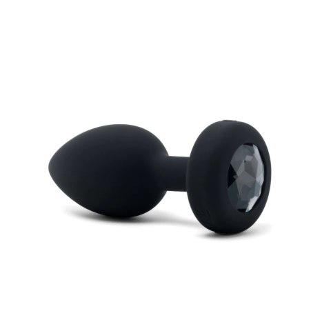 B-Vibe Vibrating Jewel Plug M/L Black Diamond - model z pilotem, 15 trybow