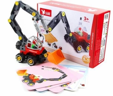 Klocki konstrukcyjne koparka, spycharka 5w1 (42 klocki + 5 kart)